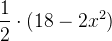 jedna polovina krát závorka osmnáct mínus dvě x na druhou